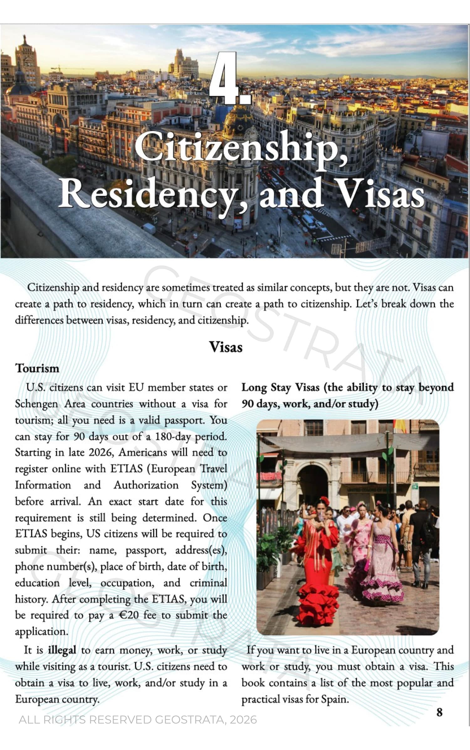 Infographic cover: Citizenship, Residency, and Visas over a city skyline header with text about visas.